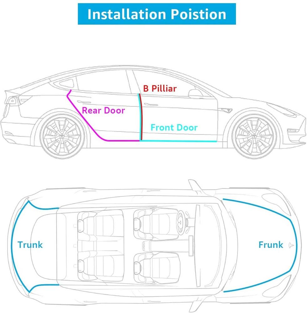 Tesla Model 3 Model S Car Door Seal Kit Soundproof Rubber Weather Strip Draft Wind Noise Reduction Kit  2016-2022