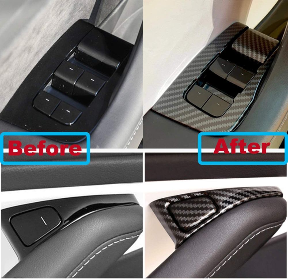 Tesla Model 3 / Y Window & Door Switch Covers(14 Pieces - Carbon Fibre Pattern)