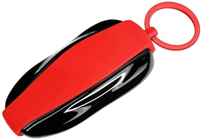 AuthEssentials Replacement Premium Silicon Key Chain for Tesla Model S 3 X Y Key Fob Cover Key Holder -Red
