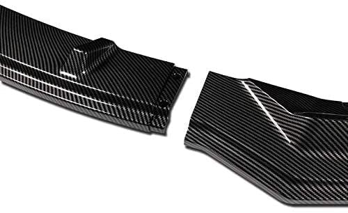 AuthEssentials-Front Lip for 2016-2020 Tesla Model 3, ABS Painted Carbon Fiber Coating Front Bumper Spoiler - 3pcs