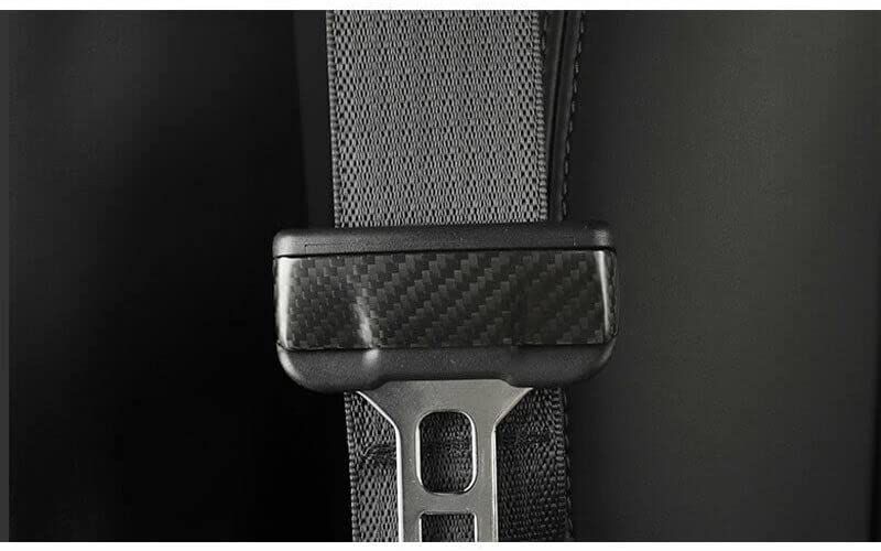 AuthEssentials 2 Pcs/Set for Tesla Model 3 Real Carbon Fiber Car Seat Safety Belt Buckle Protection Cover Model Three Accessories Model 3 (Black)