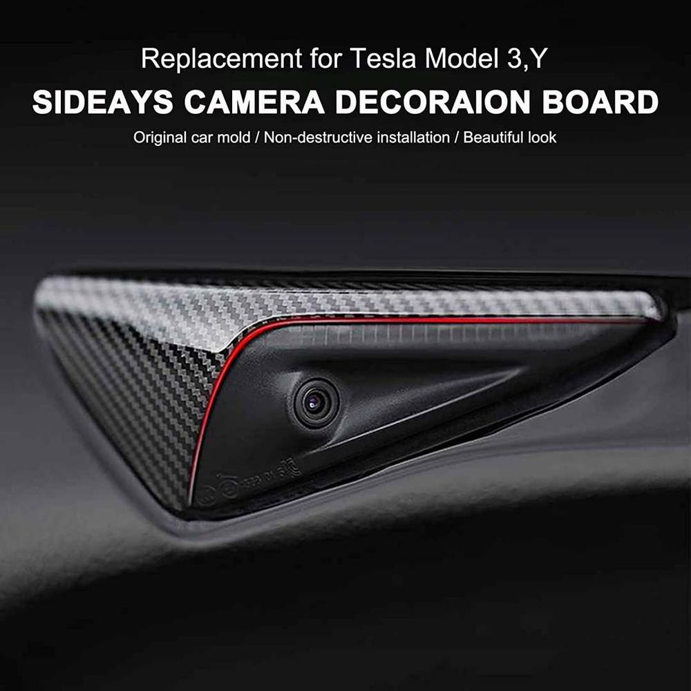 TESLA MODEL S/3/X/Y CARBON FIBRE PATTERN SIDE CAMERA FULL COVERS
