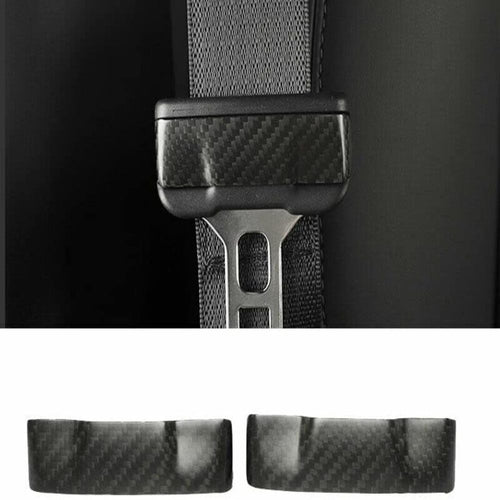 AuthEssentials 2 Pcs/Set for Tesla Model 3 Real Carbon Fiber Car Seat Safety Belt Buckle Protection Cover Model Three Accessories Model 3 (Black)
