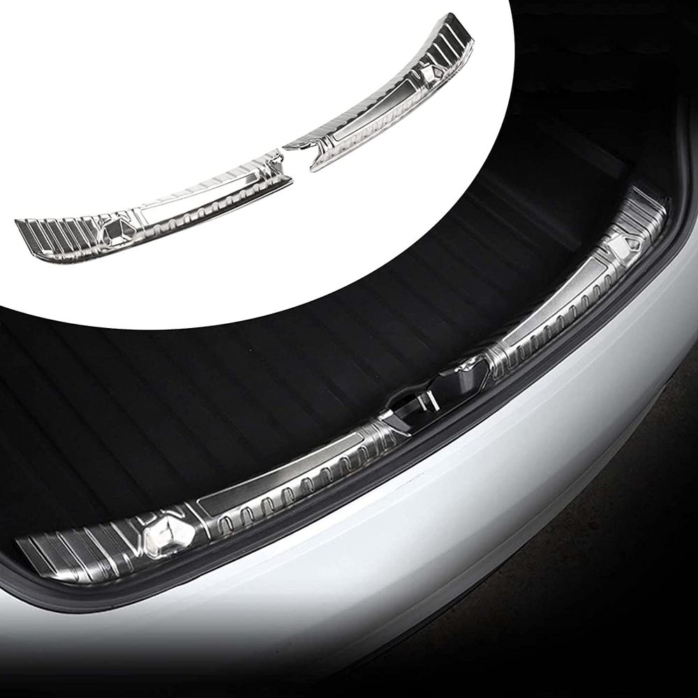 AuthEssentials Auto Tesla Model 3 2017-2022 Car Stainless Steel Trunk Guard Rear Bumper Protector Guard (Silver)
