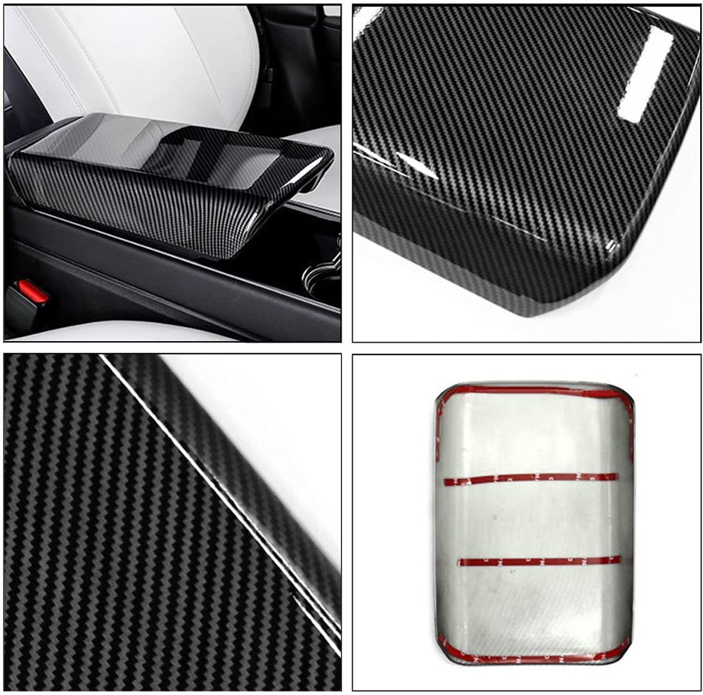 Tesla Model 3 & Y Armrest Overlay - Carbon Fiber Pattern
