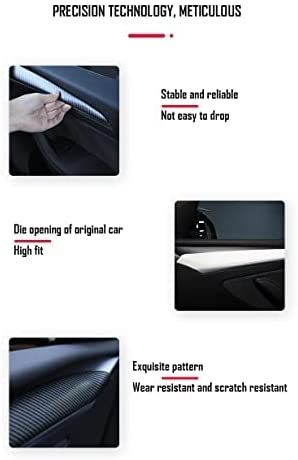 AuthEssentials 2 PCs ABS Carbon Fiber Pattern Inner Front Door Panel Armrest Cover Trim Latest 2021 Tesla Model 3 Model Y Matte Carbon