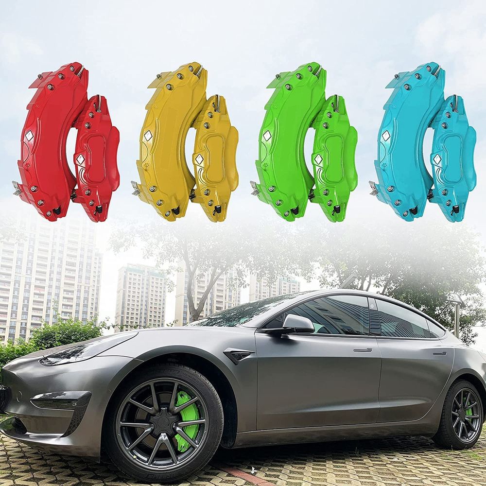 AuthEssentials Green Brake Caliper Covers Compatible with Tesla Model 3 2017-2021, 18 Inch Wheel Hub Size(235/45) Caliper Covers for Car, Set of 4 (Color:Green, Not Fit for Tesla Model Y)