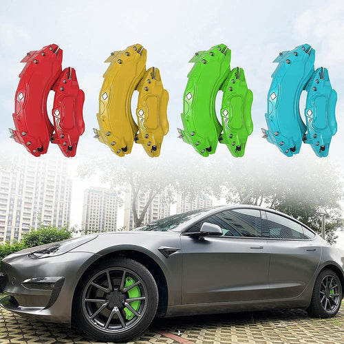 AuthEssentials Green Brake Caliper Covers Compatible with Tesla Model 3 2017-2021, 18 Inch Wheel Hub Size(235/45) Caliper Covers for Car, Set of 4 (Color:Green, Not Fit for Tesla Model Y)