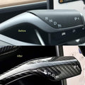 AuthEssentials-2021 Model 3 Model Y Column Gear Shift Cover Best Model 3 Steering Wheel Interior Protection Accessories Frame Patch ABS Material High Glossy Carbon Shiny Finish Surface (Shiny/ Glossy Surface)