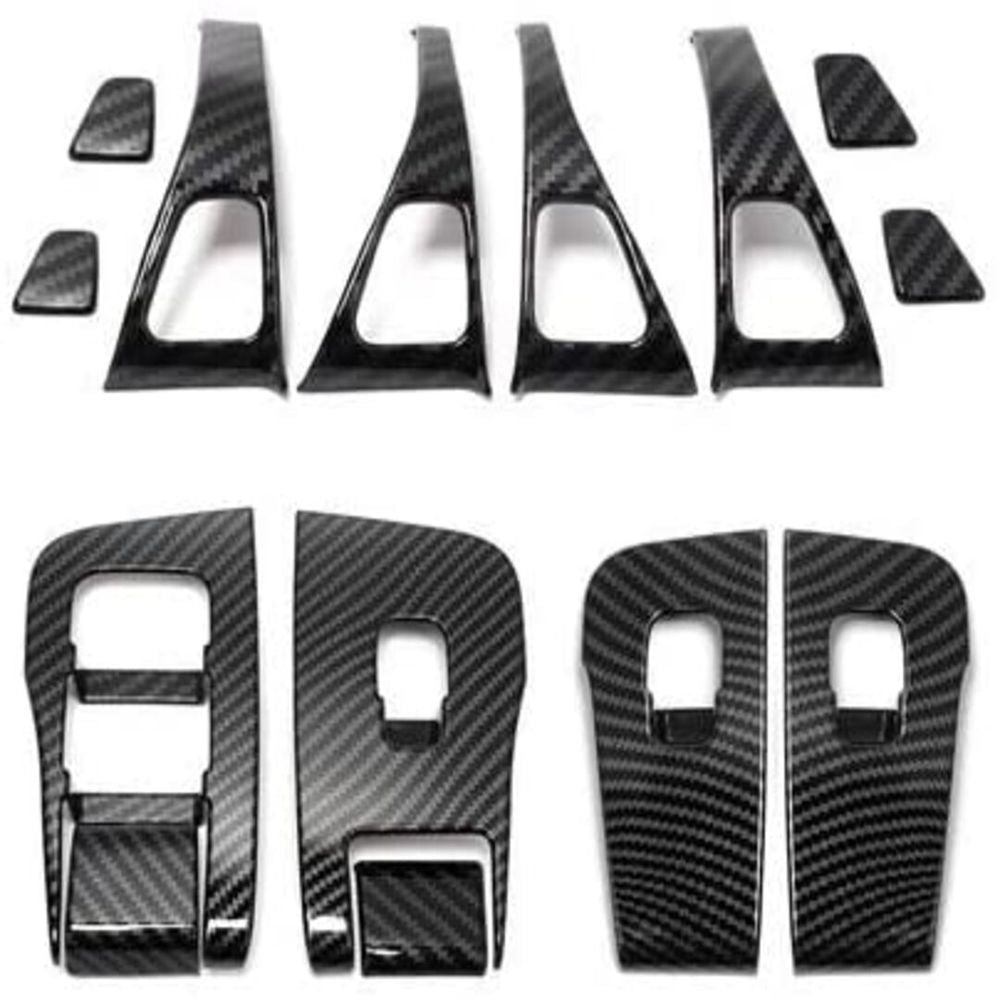 Tesla Model 3 / Y Window & Door Switch Covers(14 Pieces - Carbon Fibre Pattern)