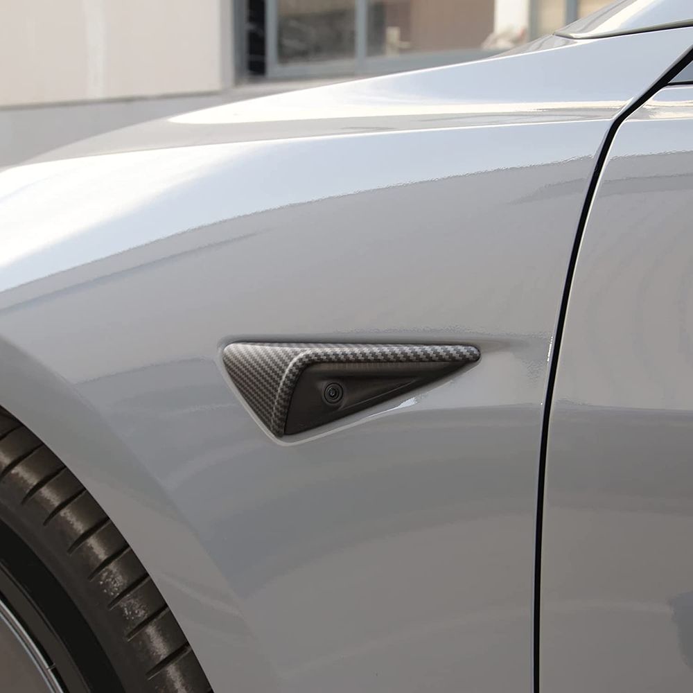Tesla  Model X S 3 Y Side Camera Turn Signal Cover Carbon Fiber Pattern (Matte Black)