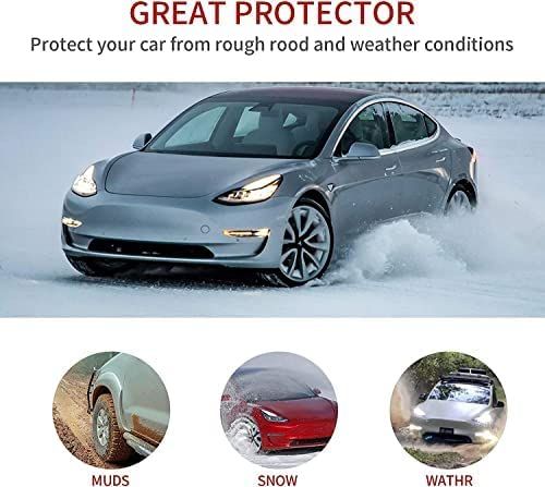 AuthEssentials-Compatible with Tesla Model 3 Mud Flaps Splash Guards No Need to Drill Holes Fender Mud Guard Accessories 2016-2020 (Set of 4)