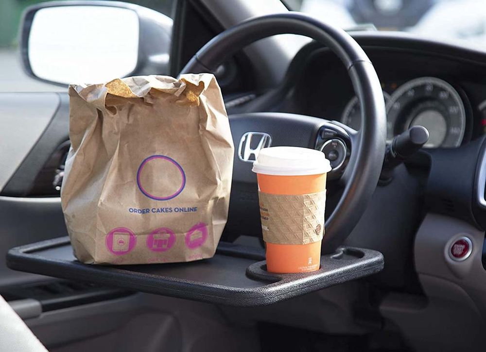 Steering wheel tray table