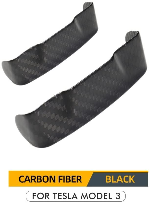 AuthEssentials 2 Pcs/Set for Tesla Model 3 Real Carbon Fiber Car Seat Safety Belt Buckle Protection Cover Model Three Accessories Model 3 (Black)