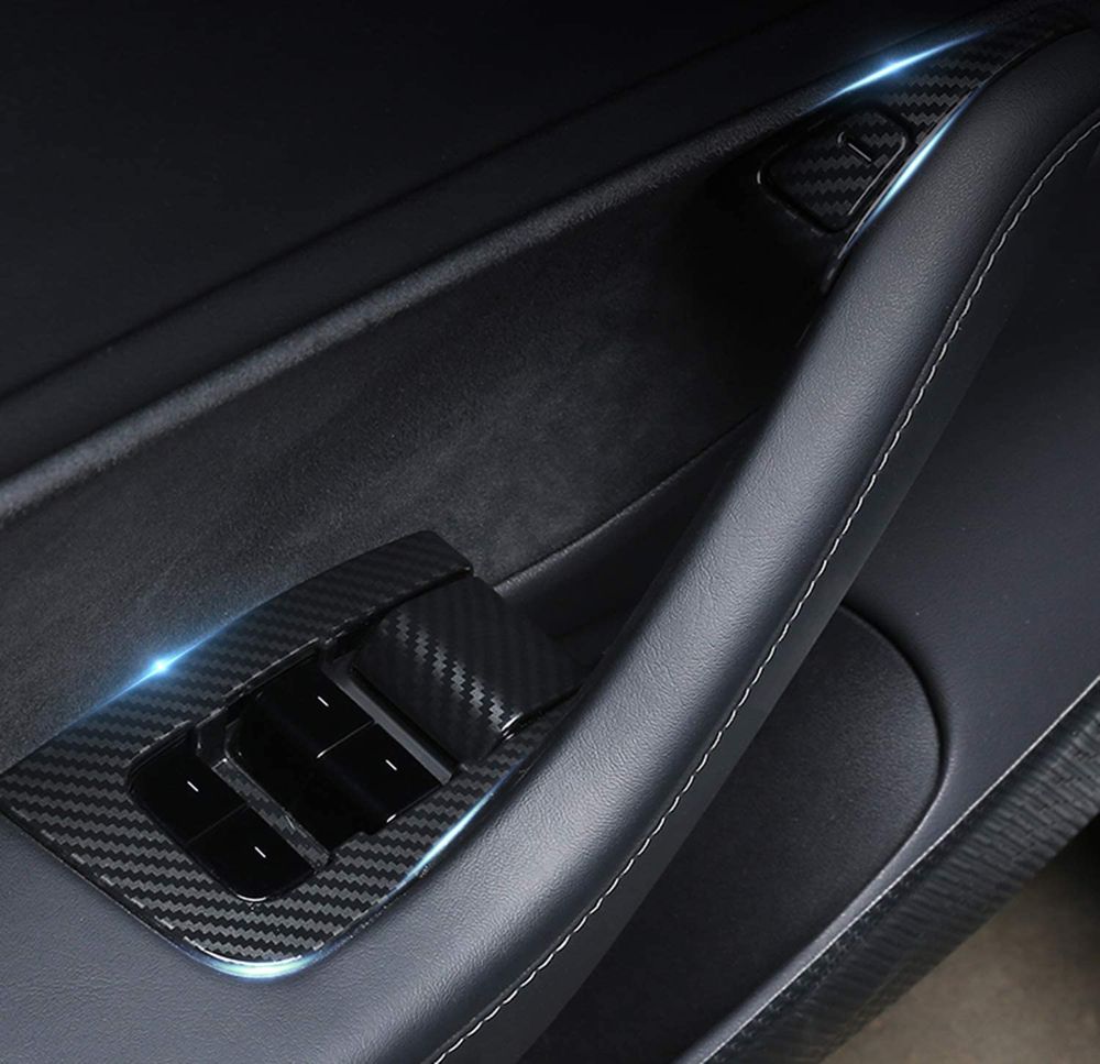 Tesla Model 3 / Y Window & Door Switch Covers(14 Pieces - Carbon Fibre Pattern)