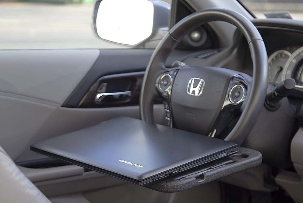 Steering wheel tray table