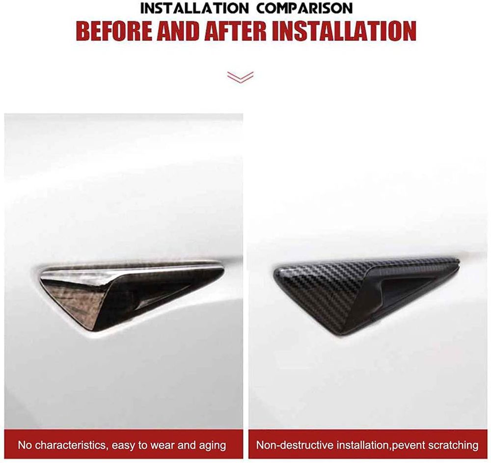 TESLA MODEL S/3/X/Y CARBON FIBRE PATTERN SIDE CAMERA FULL COVERS