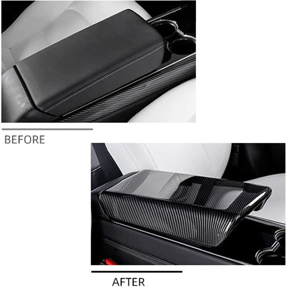 Tesla Model 3 & Y Armrest Overlay - Carbon Fiber Pattern