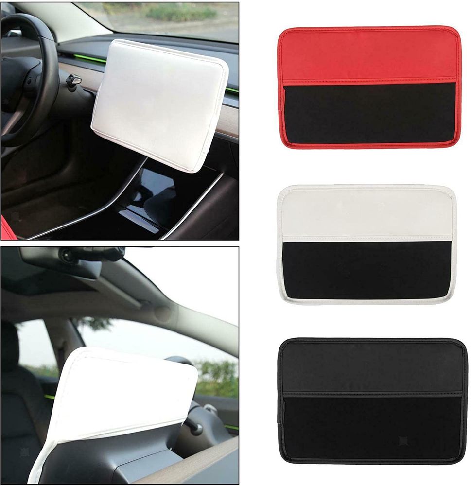 AuthEssentials-Tesla Model 3 Screen Cover Accessories for Display Protection and Sun Shade Protector, Easy Install Folding Sunshade Sleeve to Protect from Scratch (White)