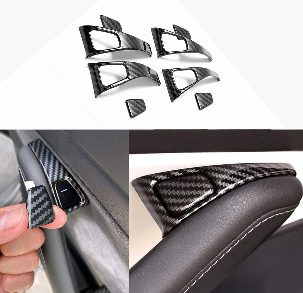 Tesla Model 3 / Y Window & Door Switch Covers(14 Pieces - Carbon Fibre Pattern)