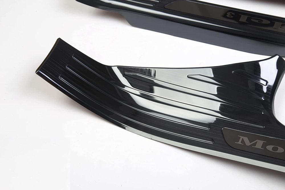 AuthEssentials-Tesla Model 3 Door Sill Protector Carbon Fiber Door Sill Scuff Plate Guard (Set of 4) Included Front Rear Door Sill