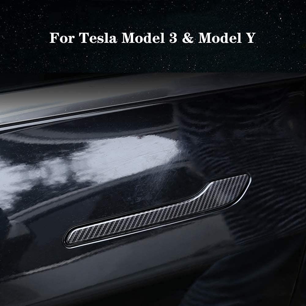 Model 3 Door Handle Overlays - Carbon Fibre Pattern