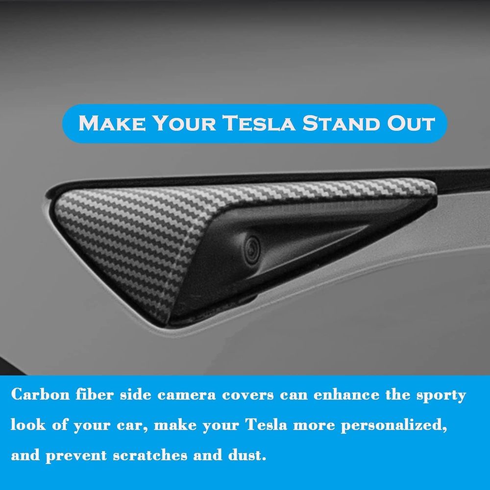 Tesla  Model X S 3 Y Side Camera Turn Signal Cover Carbon Fiber Pattern (Matte Black)