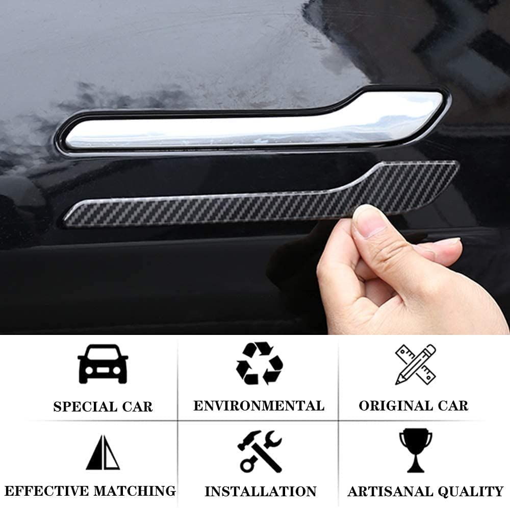 Model 3 Door Handle Overlays - Carbon Fibre Pattern