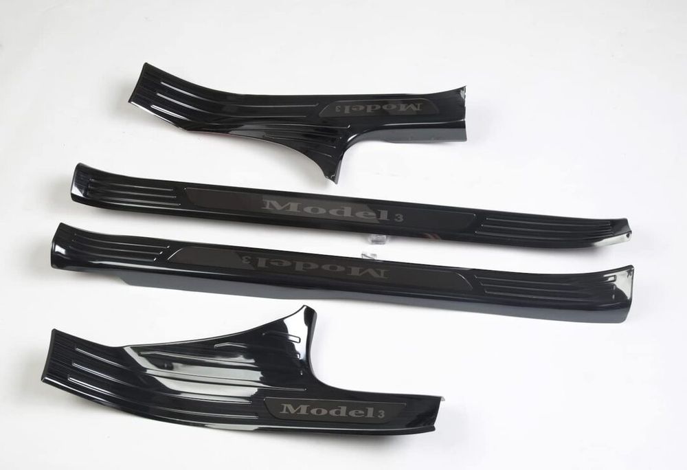 AuthEssentials-Tesla Model 3 Door Sill Protector Carbon Fiber Door Sill Scuff Plate Guard (Set of 4) Included Front Rear Door Sill