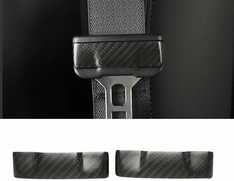 AuthEssentials 2 Pcs/Set for Tesla Model 3 Real Carbon Fiber Car Seat Safety Belt Buckle Protection Cover Model Three Accessories Model 3 (Black)