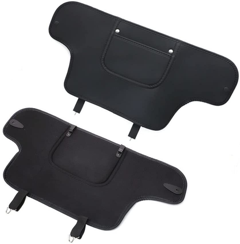 AuthEssentials Tesla Model 3 Model Y Model S LR/Plaid Leather Seat Back Kick Protectors Kick Mats Black Set of 2