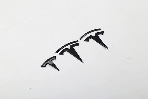 AuthEssentials Model 3 Steering Wheel/Front Trunk/Rear Trunk Logo Cover Sticker Badge Decals 3Pcs/Set for fit Tesla Model 3 Emblem Accessories (Matt Carbon Fiber Pattern) (Matte Carbon) (Glossy Black)