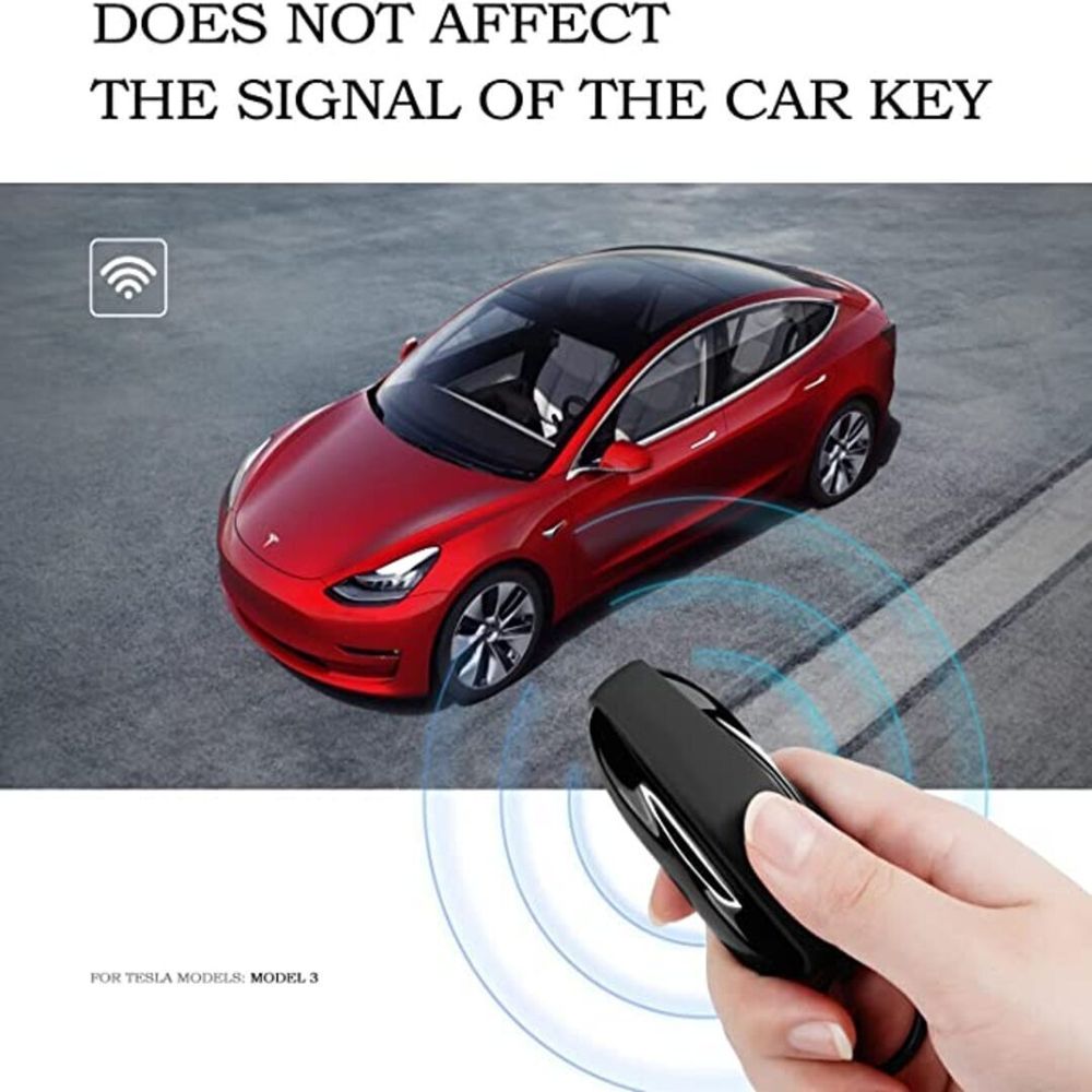 AuthEssentials Replacement Premium Silicon Keychain for Tesla Model S 3 X Y Key Fob Cover Key( Black)