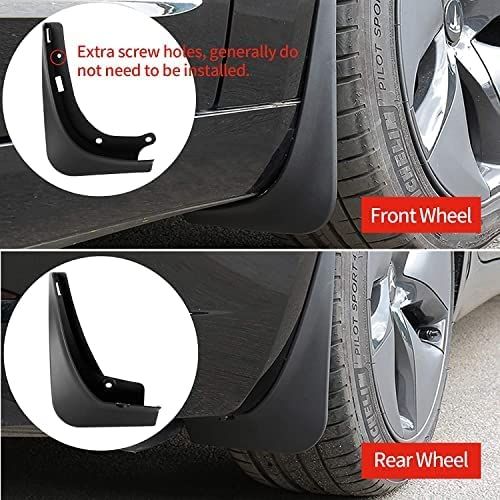 AuthEssentials-Compatible with Tesla Model 3 Mud Flaps Splash Guards No Need to Drill Holes Fender Mud Guard Accessories 2016-2020 (Set of 4)