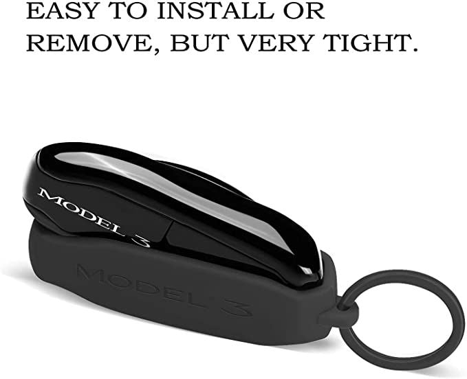 AuthEssentials Replacement Premium Silicon Keychain for Tesla Model S 3 X Y Key Fob Cover Key( Black)