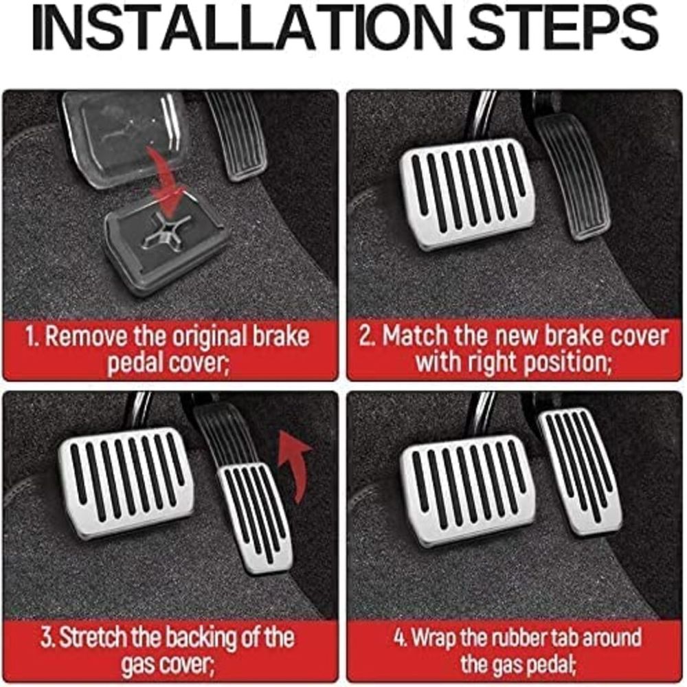 Tesla Model 3 Y Foot Pedal Covers (Silver)