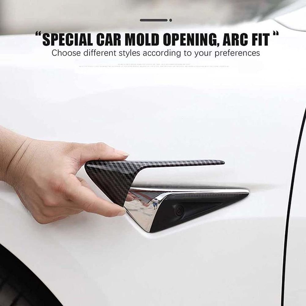 TESLA MODEL S/3/X/Y CARBON FIBRE PATTERN SIDE CAMERA FULL COVERS