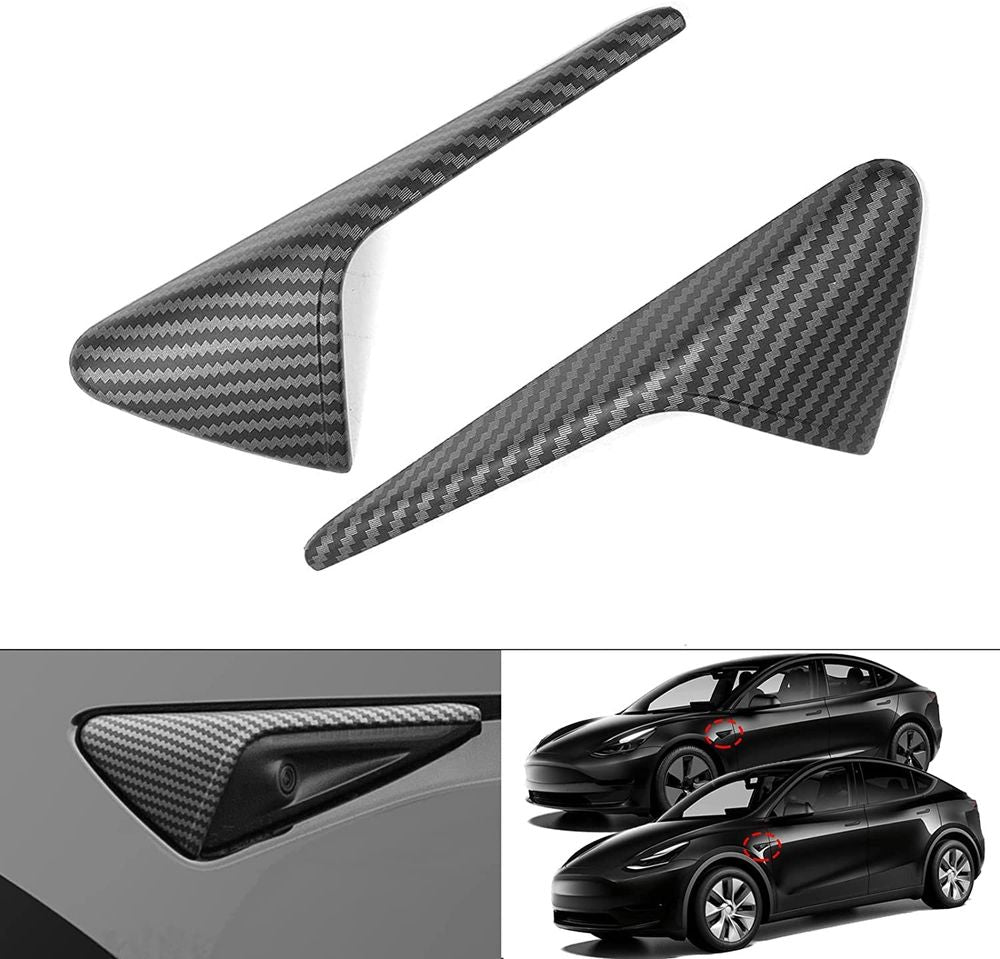 Tesla  Model X S 3 Y Side Camera Turn Signal Cover Carbon Fiber Pattern (Matte Black)