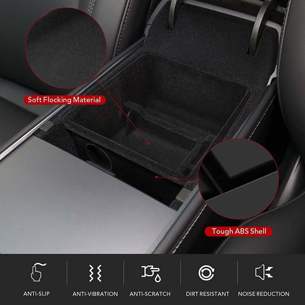 Tesla Model 3 / Y  Armrest Storage Box Organizer - Flocking