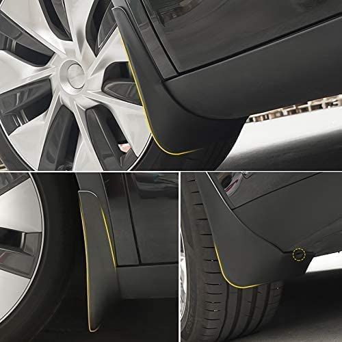 AuthEssentials-Compatible with Tesla Model 3 Mud Flaps Splash Guards No Need to Drill Holes Fender Mud Guard Accessories 2016-2020 (Set of 4)