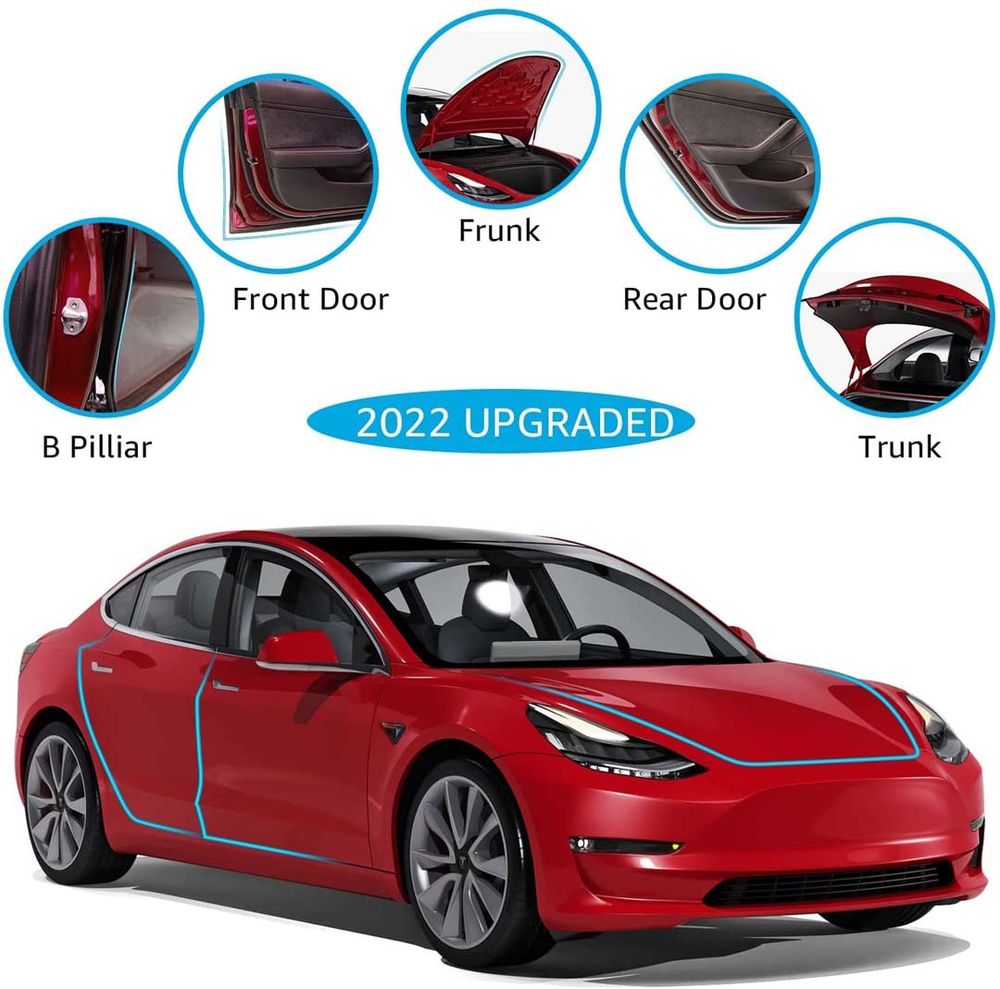 Tesla Model 3 Model S Car Door Seal Kit Soundproof Rubber Weather Strip Draft Wind Noise Reduction Kit  2016-2022