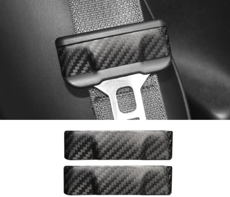 AuthEssentials 2 Pcs/Set for Tesla Model 3 Real Carbon Fiber Car Seat Safety Belt Buckle Protection Cover Model Three Accessories Model 3 (Black)