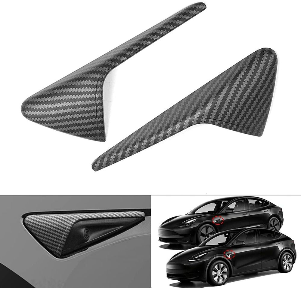 Tesla  Model X S 3 Y Side Camera Turn Signal Cover Carbon Fiber Pattern (Matte Black)