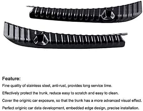 AuthEssentials Auto Accessories Exterior for Tesla Model 3 2017-2022 Car Stainless Steel Trunk Guard Rear Bumper Protector Guard (Brushed Carbon) (Black)