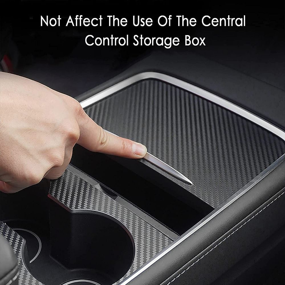 AuthEssentials-Tesla Model 3 Model Y 2021 Center Console Wrap Kit Matte Console Cover Interior Decoration Wrap Kit for Tesla Accessories (Carbon Fiber)