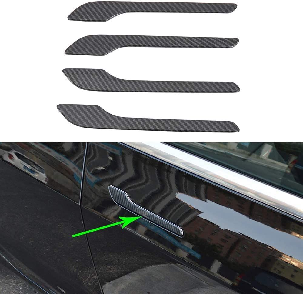 Model 3 Door Handle Overlays - Carbon Fibre Pattern