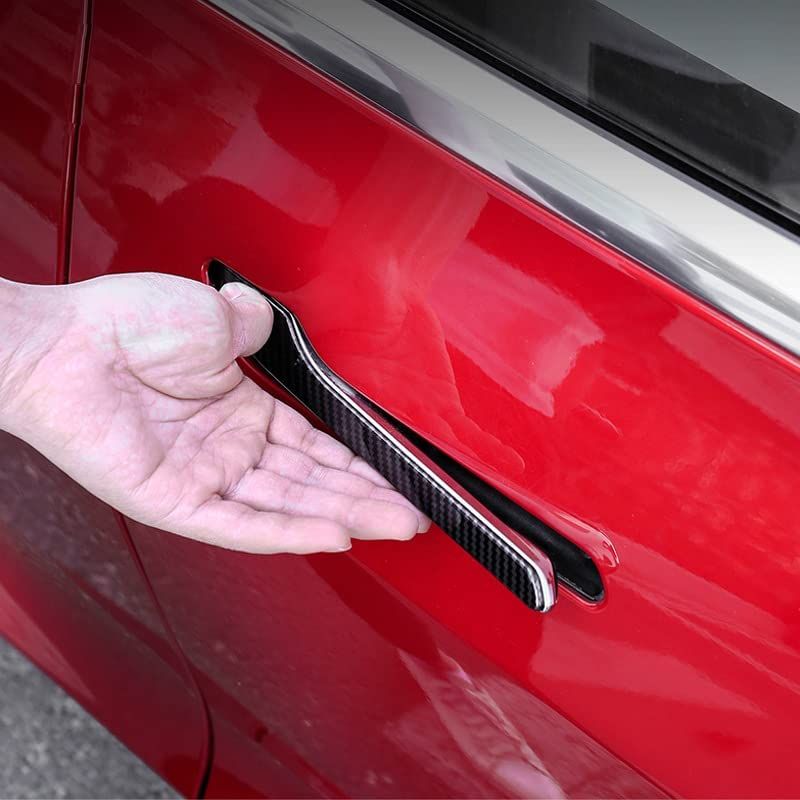 Model 3 Door Handle Overlays - Carbon Fibre Pattern