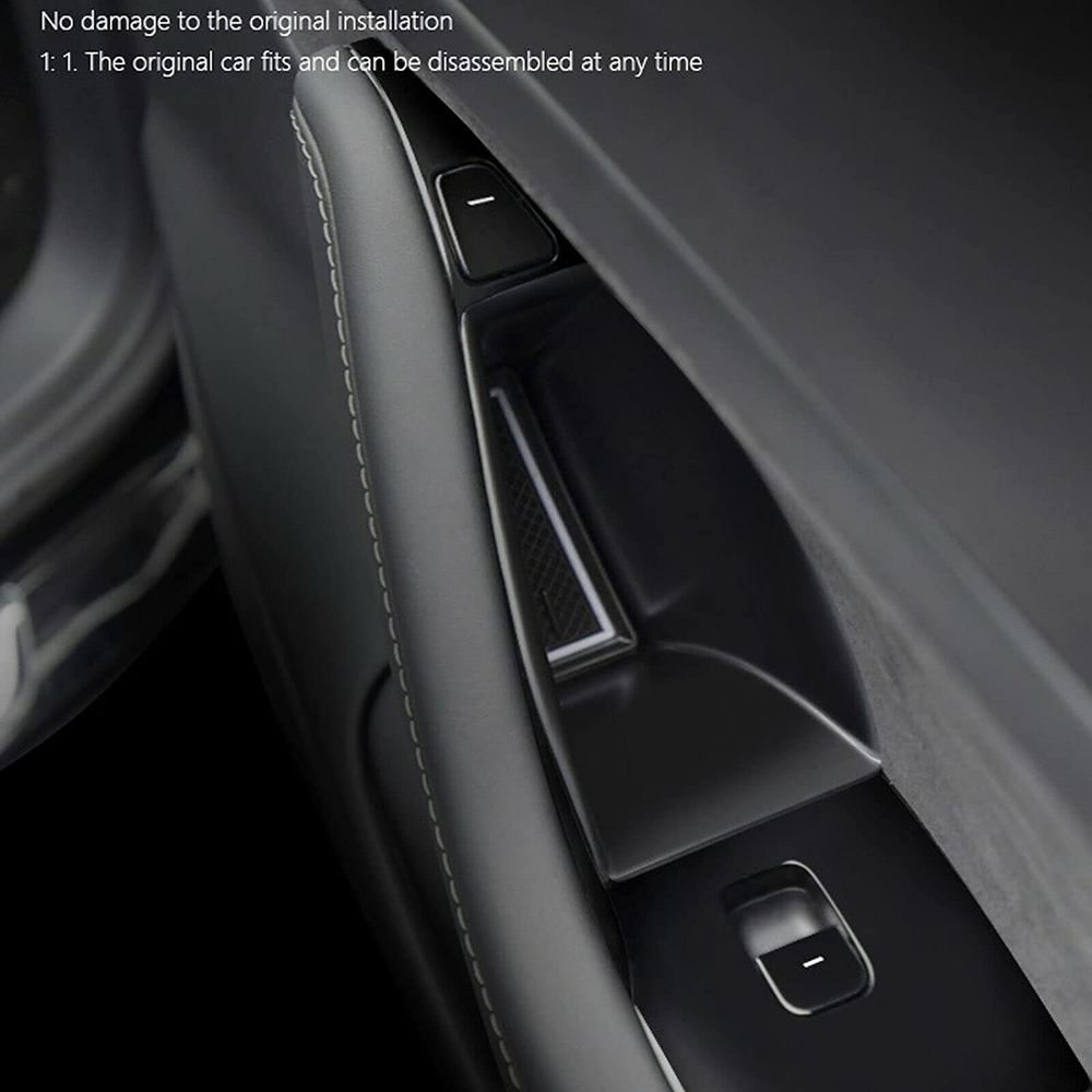 AuthEssentials-Side Door Storage Box for Tesla Model 3 2018+ Tesla Model Y Car Front and Back Interior Door Pallets Armrest Container Box Cover Kit Trim Handle Pocket Armrest Phone Container (4PCS Combined)