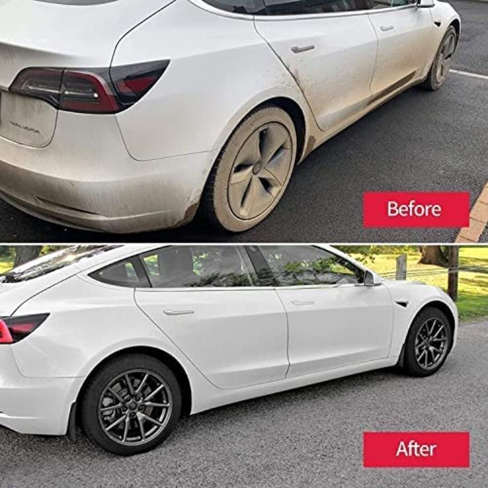 AuthEssentials-Compatible with Tesla Model 3 Mud Flaps Splash Guards No Need to Drill Holes Fender Mud Guard Accessories 2016-2020 (Set of 4)