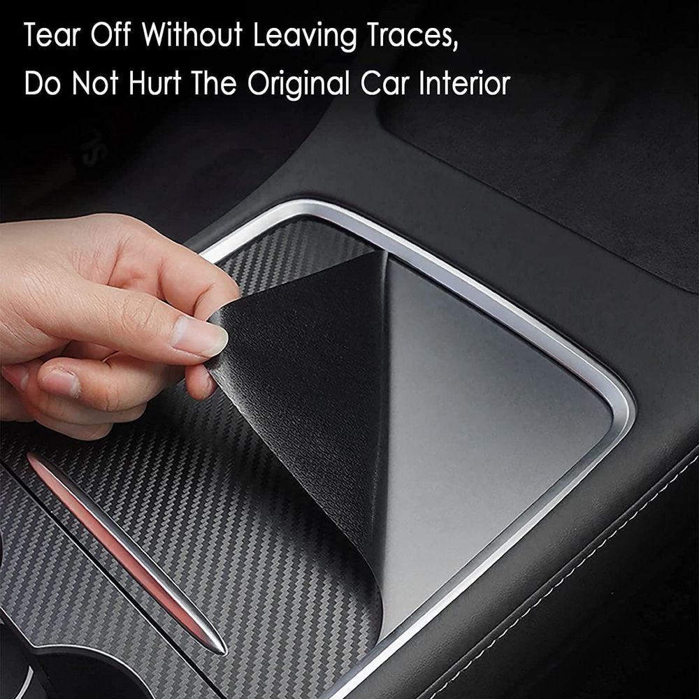AuthEssentials-Tesla Model 3 Model Y 2021 Center Console Wrap Kit Matte Console Cover Interior Decoration Wrap Kit for Tesla Accessories (Carbon Fiber)